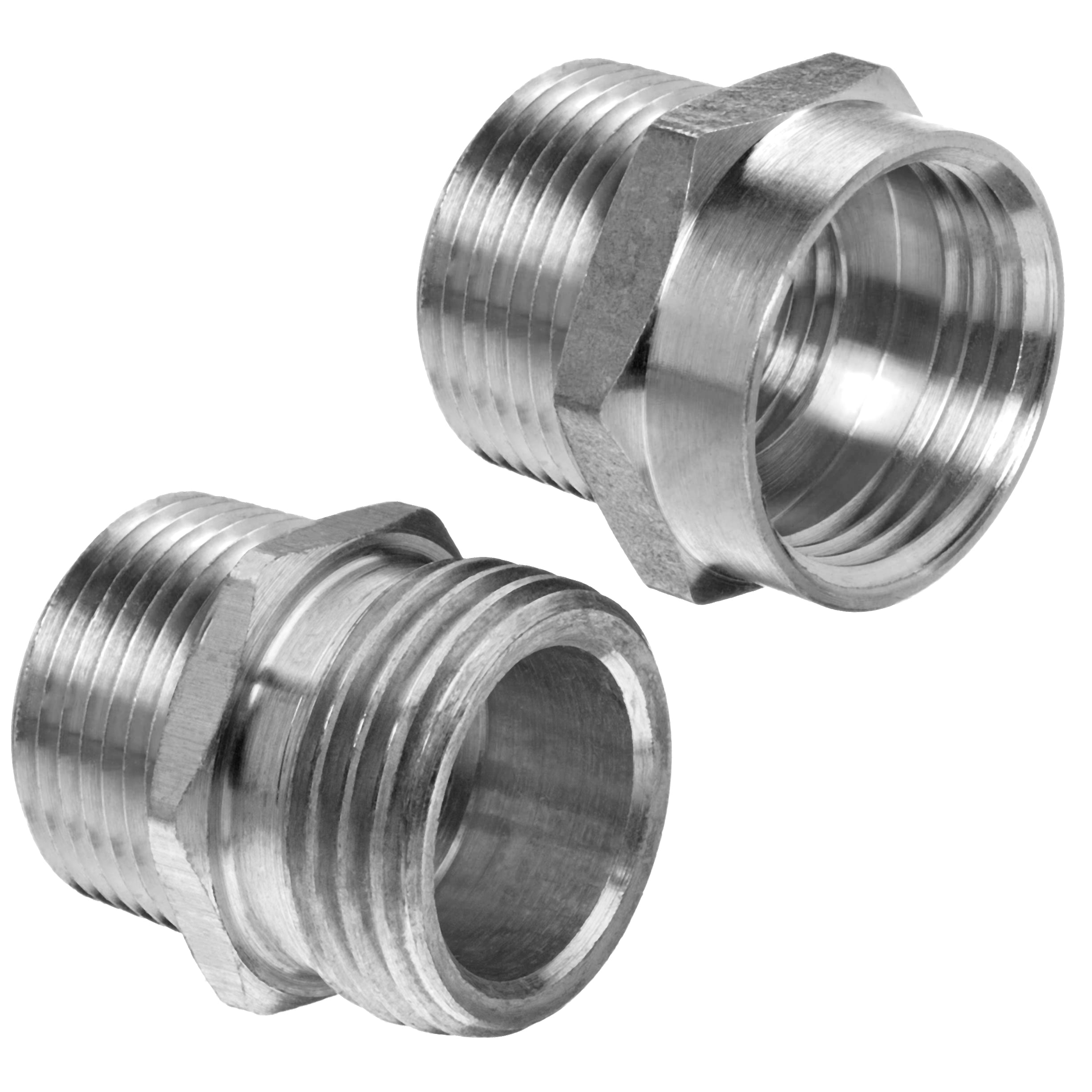 Stainless Steel Garden Hose Fitting Adapters 3/4" Male NPT to 3/4" GHT Set