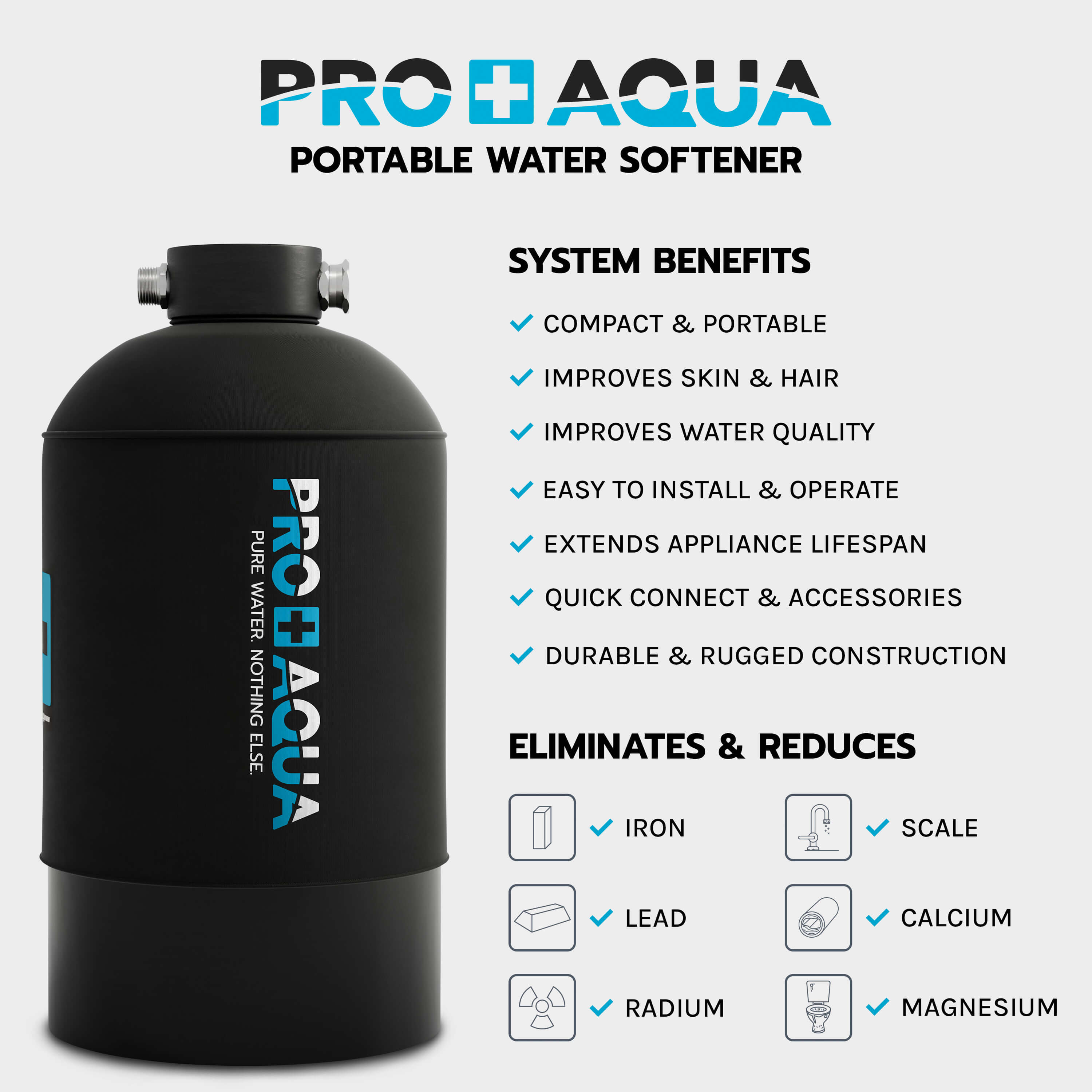 Portable RV Water Softener Pro Grade 16,000 Grain, Trailers, Boats, Car Washing